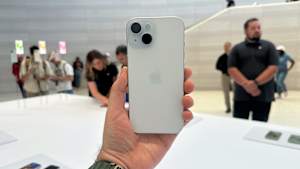 The iPhone 15 in Blue.